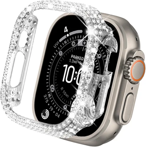 Vista 39 de KADES - Funda protectora completa compatible con iWatch, con protector de pantalla de vidrio templado incorporado, brillante y con diamantes de Negro