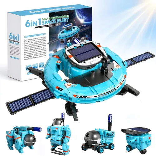 STEM Education - Juguetes de robots solares para niños de 8 años en adelante, kit de ciencia de bricolaje 6 en 1, juguetes espaciales, 120 piezas