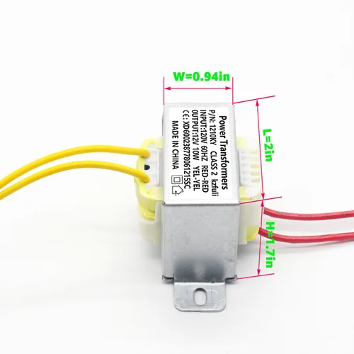 Vista 3 de Transformador de potencia de 12V/10W CA/CA, transformador monofásico de entrada 120V/60HZ, aplicable a chimenea eléctrica de autocaravana