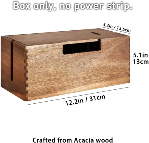 Vista 6 de Wood Cable Management Box, Premium Wood Cord Hider Organizer, Power Strip Organizer for TV Wires, Desk & Floor Cables, Ideal for Office, Home &