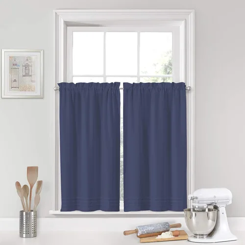 Vista 6 de Vue Kingsbury - Par de paneles pequeños para ventana de privacidad, baño, sala de estar, 52 x 45 pulgadas, color blanco
