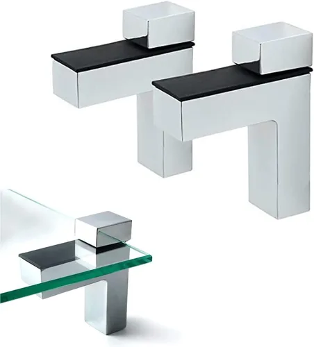 Vista 9 de AWEN Soporte ajustable de metal sólido para estante de madera/vidrio, 2 piezas (níquel cepillado)