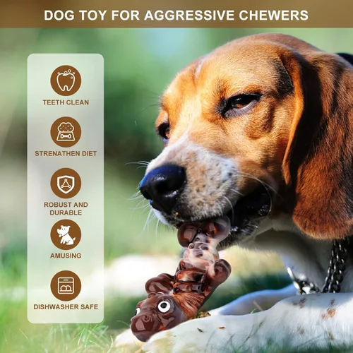 Vista 6 de ASIDE Juguetes para perros para masticadores agresivos, juguetes masticables para perros grandes, juguetes resistentes para perros, juguetes
