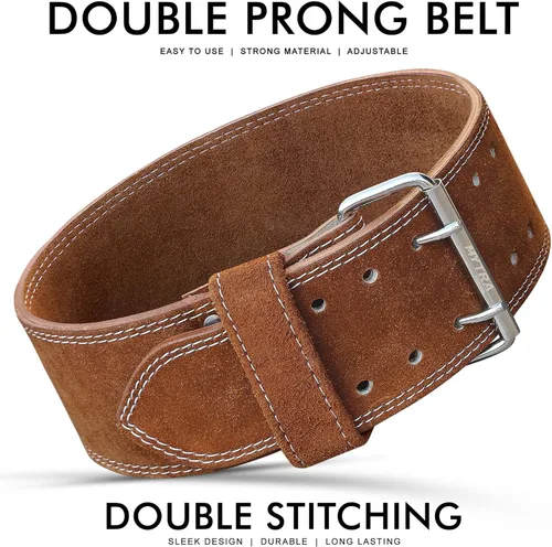 Vista 7 de Mytra Fusion Weight Lifting Belt Double Prong Buckle Power Lifting Belt Leather Weightlifting Belt for Training Gym Workout