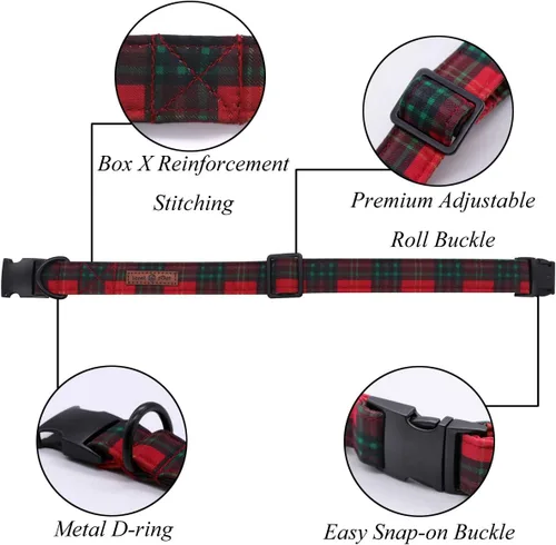 Vista 2 de Lionet Paws Collar navideño para perro y gato con corbatín, suave y cómodo, collar ajustable
