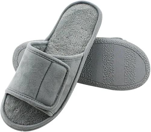Magtoe Adjustable House Slippers for Men Soft Open Toe Breathable Indoor Slip on Mens Slides Sandals with Memory Foam for Home Bedroom,All Seasons