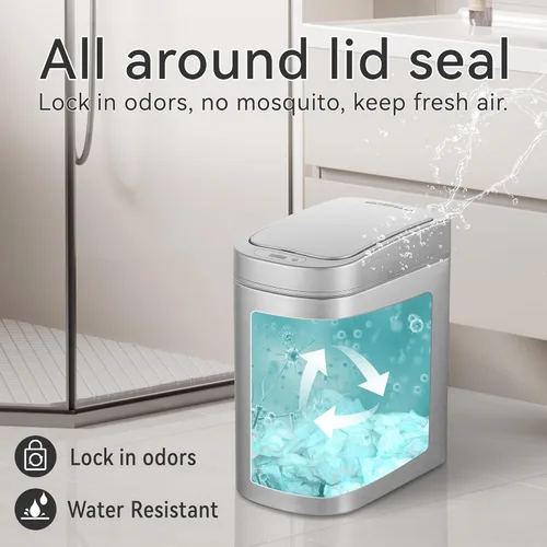 Vista 7 de Ninestars Cubo de Basura Automático con Sensor de Movimiento para Baño, Cubo de Basura de Apertura Inteligente de 1.8 Galones para Baño, Dormitorio