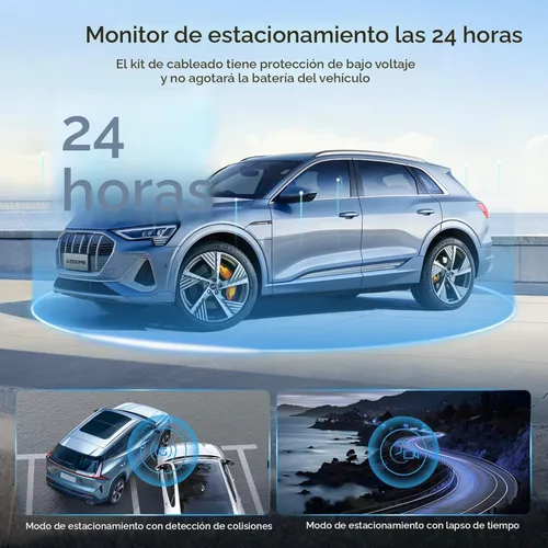Vista 6 de AZDOME M01 Dual Dash Cam frontal y trasera con tarjeta gratuita de 64 GB, cámara de tablero dual de pantalla de 3" para automóvil, G-Sensor ADAS