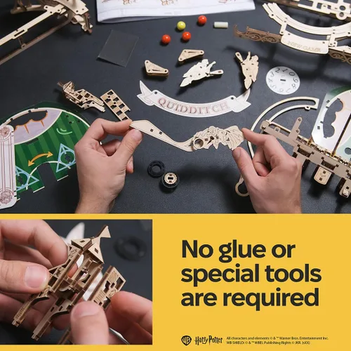 Vista 5 de UGEARS Máquina de Pinball Quidditch de Harry Potter - Rompecabezas 3D de madera para adultos para construir, kits de modelo mecánico de madera