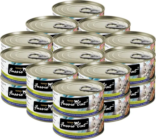 Vista 13 de Fussie Cat Comida húmeda prémium de atún con pollo en Aspic sin granos para gatos, latas de 2.82 onzas, caja de 24 latas de atún con pollo en Aspic)