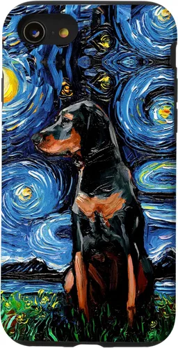 Vista 18 de Black and Tan Coonhound Starry Night Art – Dog Lover Gift Case for iPhone 17