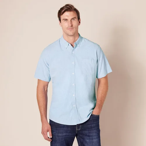 Vista 5 de Tienda Essentials Camisa oxford, ajuste regular, de manga corta, con bolsillo, para hombre