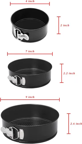 Vista 2 de Springform - Juego de 3 moldes antiadherentes para tartas de queso, a prueba de fugas, redondos, con parte inferior extraíble, molde para tartas, 3