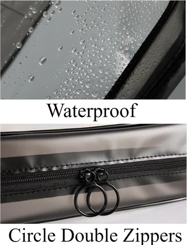 Vista 2 de Bolsa de aseo aprobada por la TSA, 3 bolsas de aseo transparentes, tamaño de cuarto de galón, bolsa de cosméticos de viaje para maquillaje, bolsa