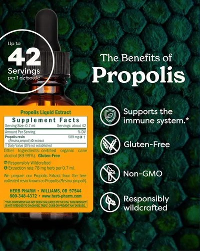 Vista 2 de Herb Pharm Extracto de propóleo para el apoyo del sistema inmunológico - 1 onza