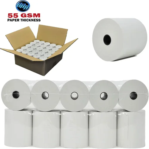Vista 4 de Núcleo de 55 GSM, 3-1/8 pulgadas x 273 pies (50 rollos) sin BPA para impresora térmica de recibos de punto de venta BuyRegisterRolls