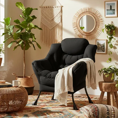 Vista 161 de Welnow Silla Lazy con otomana, moderna silla de descanso con reposabrazos y un bolsillo lateral, sillón para sofá de ocio, sillón de lectura