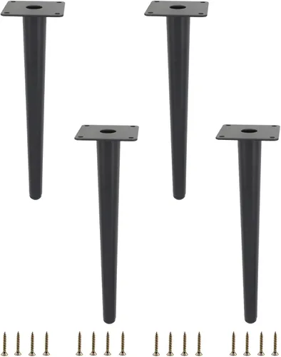 Vista 20 de Paquete de 4 patas para muebles, patas redondas cónicas para muebles, pie de metal resistente para sofá, armario, bar, cama, mesa, silla, sofá