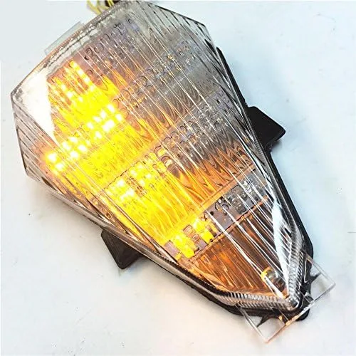 Vista 2 de HONGK- Luz trasera de señal de freno señal de giro lente transparente amarillo rojo luz LED compatible con 2008 2009 2010 2011 2012 2013 YAMAHA