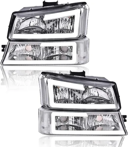 Vista 16 de G-PLUS Faros delanteros compatibles con Chevy Avalanche 1500 2500/Ajuste Chevy Silverado 1500 2500 HD 3500 2003-2006, lente transparente, carcasa