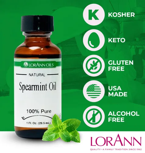 Vista 3 de LorAnn Spearmint Oil SS, sabor natural, 1 botella de dram (0.0125 fl oz - 0.1 fl oz - 1 cucharadita) Paquete doble ampollado