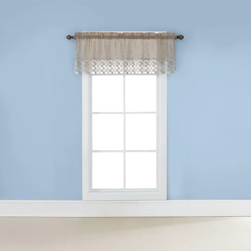 Vista 3 de Renaissance Home Fashion Lillian - Cenefa con banda de macramé, 140 cm x 43 cm, Lino, 140 cm x 43 cm