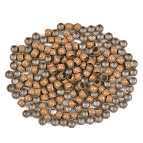 Vista 18 de 200 cuentas nano de 0.118 pulgadas (0.118 in), microenlaces de cobre, nano anillos, cuentas de cabello para extensiones de cabello (rubio oscuro)