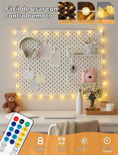 Vista 4 de Guirnalda de luces de globo, 10 pies 30 LED luces decorativas de Navidad, 8 modos de luces de bola de cristal agrietado, luces de hadas parpadeantes