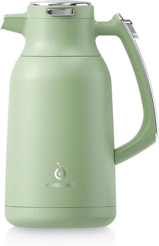 IDEUS Jarra térmica para café 68oz (2,000ml), Jarra de acero inoxidable de doble pared aislada al vacío, Jarra de agua, servidor de café y