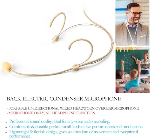 Vista 2 de Micrófono para auriculares, discreto, doble gancho para la oreja, se adapta a transmisores inalámbricos AKG para conferencias, actuaciones en vivo