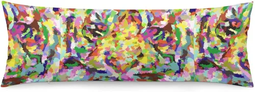 Vista 12 de Funda de almohada corporal con cremallera para el invierno, diseño de animales raros, ojos y retrato, bestia tranquila, fundas de almohada