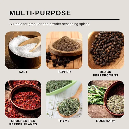 Vista 6 de ZETA - Salero y pimentero con tapa ajustable, tapa de acero inoxidable, cuerpo de cristal