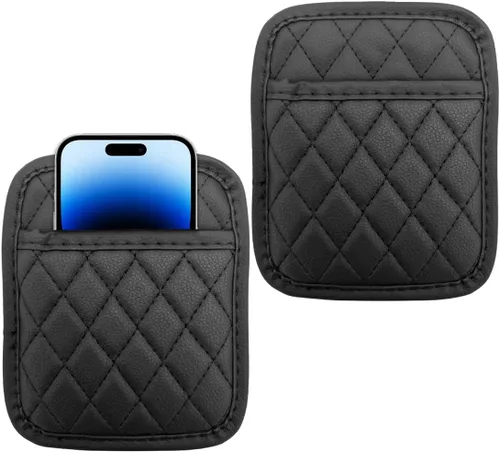 2 unidades Organizador de bolsillo lateral para asiento de coche, bolsillo de almacenamiento trasero para asiento de coche con adhesivo de cuero,