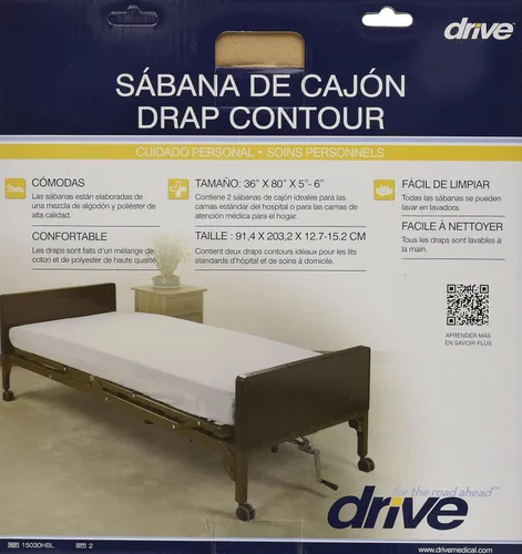 Vista 4 de Drive Medical 15030HBL - Juego de sábanas de hospital, color blanco (paquete de 2)
