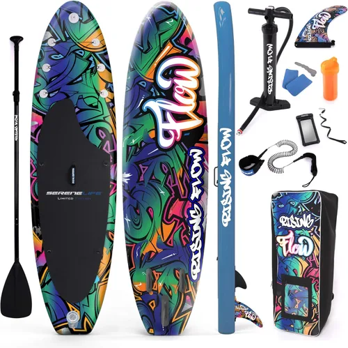 Vista 10 de SereneLife Tabla de Paddle Inflable de Pie con Accesorios Premium de SUP – Diseño Amplio y Estable con Almohadilla de Cubierta Antideslizante de EVA