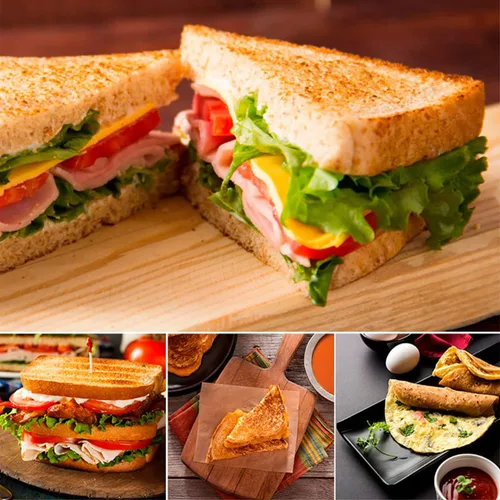 Vista 5 de Sandwichera a la parrilla, máquina de tostadas de campamento, sartén de prensa Panini con placas antiadherentes, doble cara tostada caliente