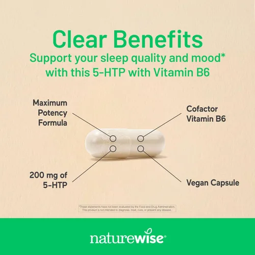 Vista 3 de 5-HTP Plus+ 200 mg NatureWise, acción gradual avanzada, ayuda al control del apetito y la pérdida de peso natural, mejora del estado de ánimo, ayuda