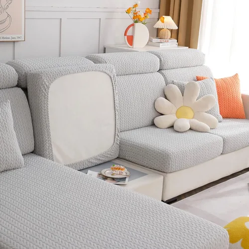 Vista 17 de cjc Funda para sofá, fundas elásticas universales para sofá de diván, fundas antideslizantes en forma de L, funda para sofá para sofá de 3 cojines