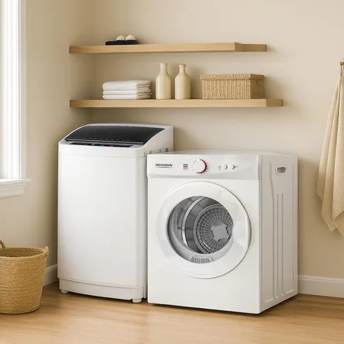 Vista 3 de ROVSUN Juego de secadora de ropa portátil de 1.8 pies cúbicos y lavadora completamente automática de 17.8 libras, juego combinado de lavadora