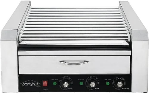 30 Hot Dog Roller Warmer Grill Cooker Machine, grado comercial, (con cajón calentador de bollos, 11 rodillos antiadherentes, 30 cocina de parrilla