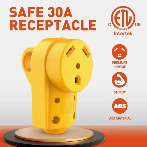 Vista 3 de SnowyFox Enchufe de Repuesto Hembra de 30 Amperios para RV - Enchufe Resistente de 30 Amperios para RV con Mango Ergonómico, Diseñado para Acomodar