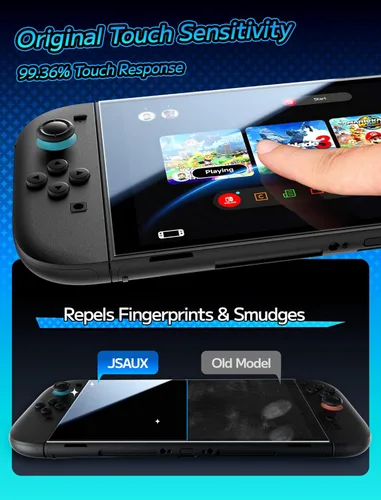 Vista 7 de JSAUX 2-Pack Tempered Glass Screen Protector for Switch 2, Place & Pull Guide Frame for Effortless Installation, Ultra Clear 9H+ Hardness, Anti