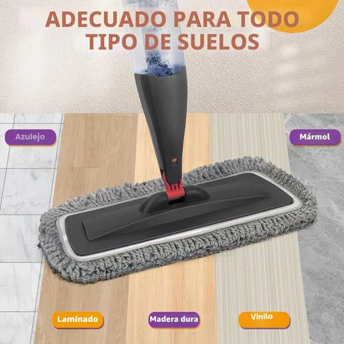 Vista 6 de Mopa de Pulverización para Limpieza de Pisos con Almohadillas Lavables, Mopas Húmedas de Microfibra con Botella Recargable de 800 ml, Mopas de Polvo