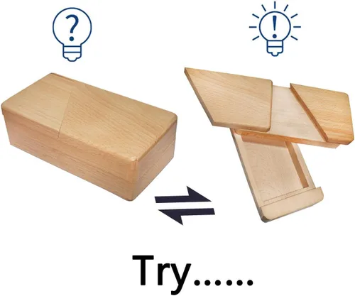 Vista 2 de DC-BEAUTIFUL Caja de rompecabezas imposible 3D, juguete de rompecabezas en miniatura de madera, caja mágica sorpresa de color original, caja