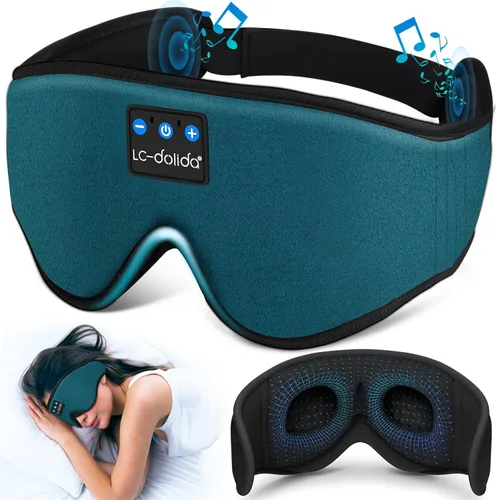 Vista 17 de LC-dolida - Auriculares para dormir, Máscara de ojos 3D con Bluetooth, música inalámbrica, máscara para dormir con auriculares Bluetooth, altavoces