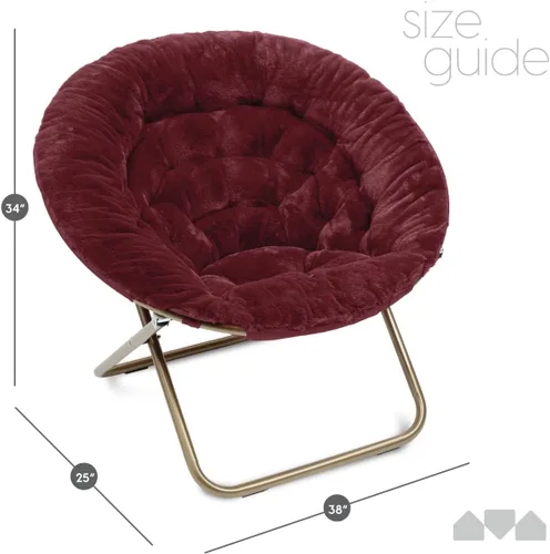 Vista 7 de Milliard Silla acogedorasilla platillo de piel sintética para dormitorioXL (borgoña)