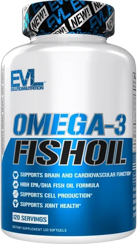 Evlution Nutrition - Aceite de pescado Omega 3 de triple fuerza, suplemento de aceite de pescado sin eructos EPA DHA Omega 3 en cápsulas blandas de