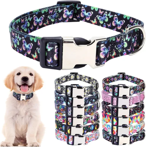 Vista 10 de Lindo collar para perros XS, pequeños, medianos y grandes, collar de nailon suave para mascotas, estampado 3D, con patrones multicolores, collares