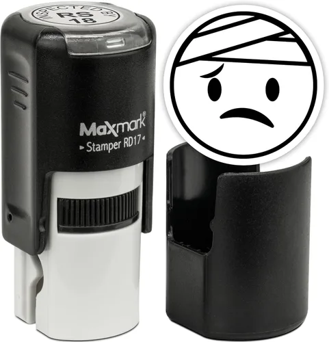 Vista 27 de MaxMark Sello de Emoji Autoentintado Redondo - Enojada - Tinta Negra