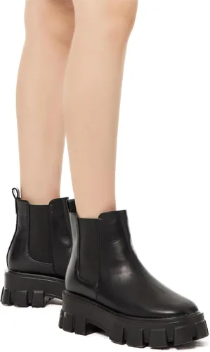 Vista 3 de Botines con cordones Chelsea Combat Chunky Plataforma para mujer en Negro (ROTA)